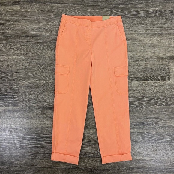Chico's Cargo Pants Womens Size XS or 2 Coral Orange Soft Washed Pull On Beachy‎ - Picture 1 of 16